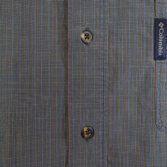 Columbia Mens Shirt Button Up Plaid Blue Short Sleeve Pocket 100% Cotton L‎ - Picture 9 of 12